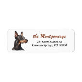 Doberman Pinscher Dog Portrait Return Address ラベル (正面)