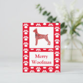 Doberman Pinscher Dog Silhouette R Merry Christmas ポストカード (スタンド正面)