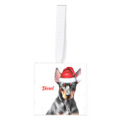 Doberman Pinscher Dog Two Photo Christmas Holiday キューブオーナメント (正面)