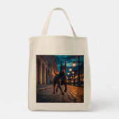Doberman Pinscher Elegant Grocery Tote Bag トートバッグ (裏面)