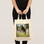 Doberman Pinscher Elegant Grocery Tote Bag トートバッグ (正面(商品))