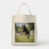 Doberman Pinscher Elegant Grocery Tote Bag トートバッグ (裏面)