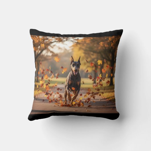 Doberman Pinscher Elegant Throw Pillow クッション (裏面)