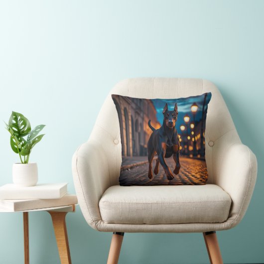Doberman Pinscher Elegant Throw Pillow クッション (椅子)