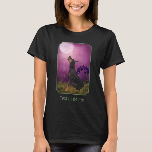 Doberman Pinscher Fantasy Orchids Dog Art Tシャツ (正面)