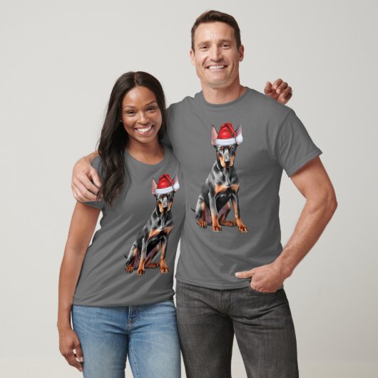 Doberman Pinscher Funny Christmas Dog Holiday Tシャツ (ユニセックス)