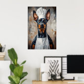 Doberman Pinscher In Chefs Hat Poster, Funny Pet ポスター (ホームオフィス)
