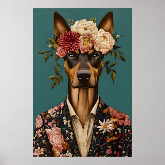 Doberman Pinscher In Suit Poster, Doberman ポスター (正面)
