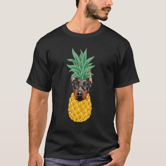 Doberman Pinscher Pineapple Dog Tシャツ (正面)