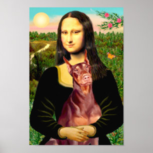 Doberman Pinscher (red) - Mona Lisa ポスター