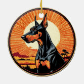 Doberman Pinscher Retro Sunset Dog Lover セラミックオーナメント (裏面)