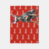 Doberman Pinscher Santa Dog Custom Name Christmas フリースブランケット (正面)
