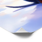 Doberman Pinscher Snowy Village Santa Hat Christma ポスター (コーナー)