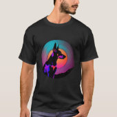 Doberman Pinscher Synthwave 80s Retrowave Aestheti Tシャツ (正面)