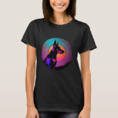 Doberman Pinscher Synthwave 80s Retrowave Aestheti Tシャツ (正面)