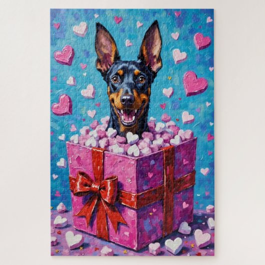 Doberman Pinscher Valentine's Day Marshmallow ジグソーパズル (縦)