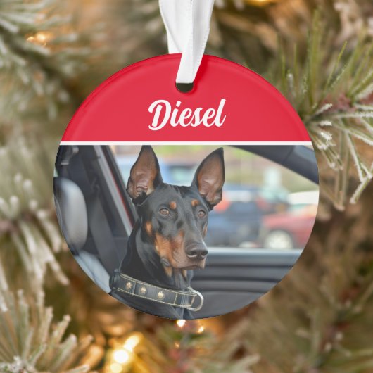 Doberman Pinscher with Name and Photo Christmas オーナメント (ツリー)