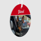 Doberman Pinscher with Name and Photo Christmas オーナメント (正面)
