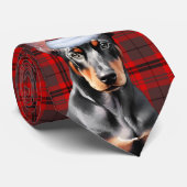 Doberman Pinshce Dog Lover Holiday Plaid Christmas ネクタイ (ロール)