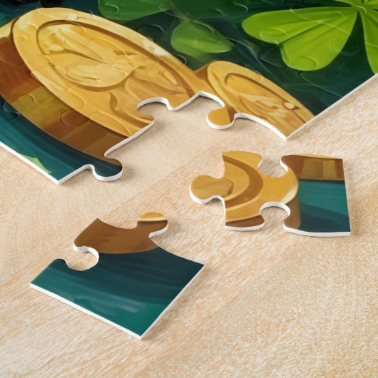 Doberman St Patrick’s Day Elegant Lucky Dog ジグソーパズル (側面)