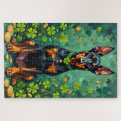 Doberman St Patrick’s Day Elegant Lucky Dog ジグソーパズル (横)