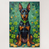 Doberman St Patrick’s Day Elegant Lucky Dog ジグソーパズル (縦)