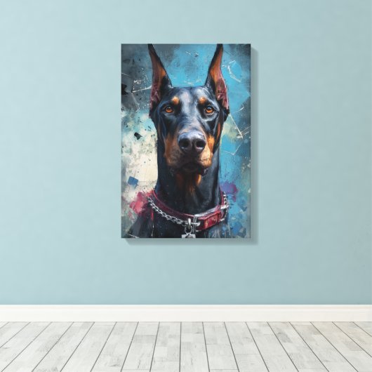 Doberman – Strength and Loyalty キャンバスプリント (インサイチュ (ウッドフロア))