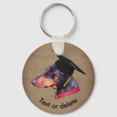Doberman The Graduate Funny Dog Personalized キーホルダー (正面)