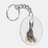 Doberman Watercolor Art キーホルダー (正面左)