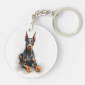 Doberman Watercolor Art キーホルダー (裏面)
