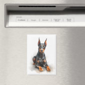 Doberman Watercolor Art マグネット (インサイチュ (食洗機))