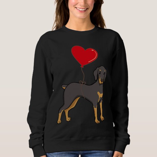 Doberman With Heart Balloon Valentines Day Love Bo スウェットシャツ (正面)