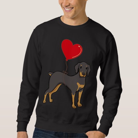 Doberman With Heart Balloon Valentines Day Love Bo スウェットシャツ (正面)