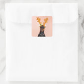 Doberman with Horns of a Deer スクエアシール (バッグ)