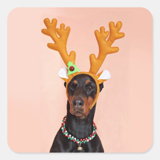 Doberman with Horns of a Deer スクエアシール (正面)