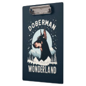 Doberman Wonderland - Snowy Dog Lover Themed クリップボード (左)