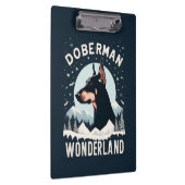 Doberman Wonderland - Snowy Dog Lover Themed クリップボード (右)