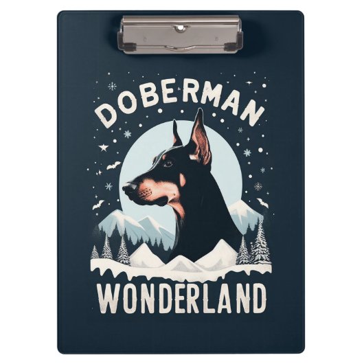 Doberman Wonderland - Snowy Dog Lover Themed クリップボード (正面)