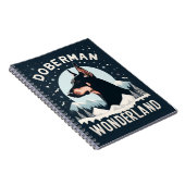 Doberman Wonderland - Snowy Dog Lover Themed ノートブック (右側)