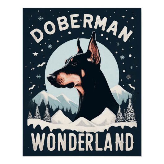 Doberman Wonderland - Snowy Dog Lover Themed ポスター (正面)