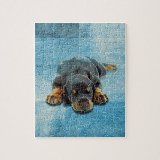 Dobermannの子犬- （犬）ドーベルマン・ピンシェル ジグソーパズル (縦)