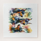 Dobermann Dogs in Harmony 060624AREF104 - Watercol ジグソーパズル (横)