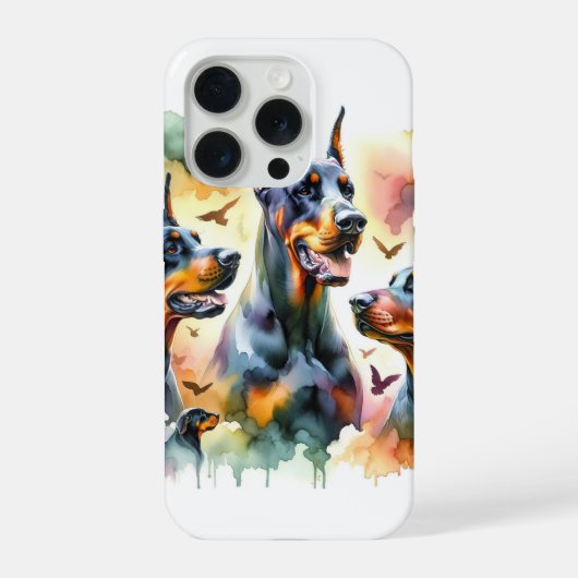 Dobermann Dogs in Harmony 060624AREF104 - Watercol iPhoneケース (裏面)