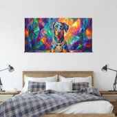 Dobermann mit Goldkette Pop Art Portrait キャンバスプリント (インサイチュ (寝室))
