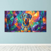 Dobermann mit Goldkette Pop Art Portrait キャンバスプリント (インサイチュ (ウッドフロア))