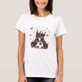 Dobermans with soccer ball for Valentine's Day Tシャツ (正面)