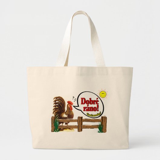 Dobréのráno! チェコのおはよう! ラージトートバッグ (正面)