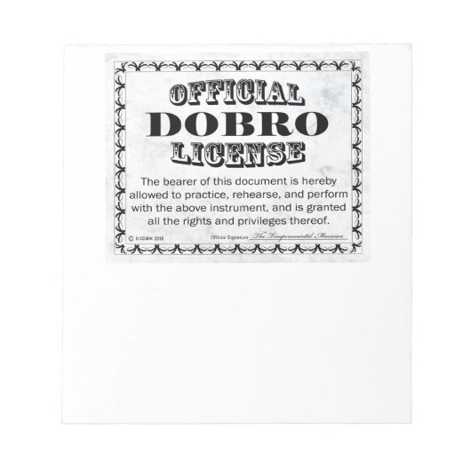Dobroライセンス ノートパッド (正面)