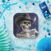 Doc Bonesと呼ぶ、不気味なスケルトンの保安官 ペーパープレート (パーティー)