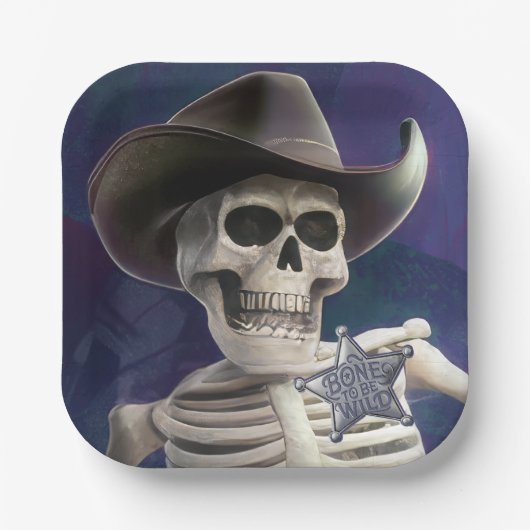 Doc Bonesと呼ぶ、不気味なスケルトンの保安官 ペーパープレート (正面)